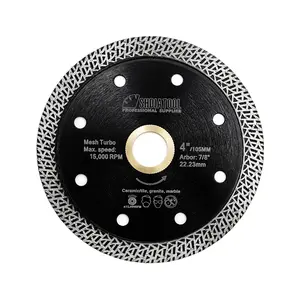 SHDIATOOL 4",4.5",5" Mesh Turbo Diamond Blade for Cutting Granite Marble Ceramic Tile Brick 7/8“ Arbor with Angle Grinder