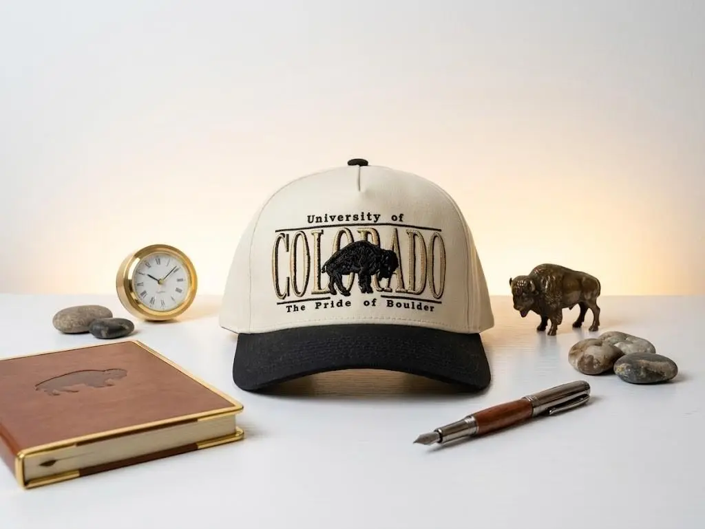 University of Colorado Buffaloes Trucker Hat - Vintage Boulder Colorado Embroidered Cap, Retro Distressed Mesh Back Snapback for Men, Mens Gifts