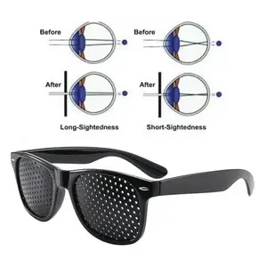 Unisex Pinhole Glasses Anti-Myopia AstigmatismGlassesMen's Women's Vision lmprovement StrabismusCorrectionFatigue Glasses Lightweight Black