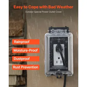 VEVOR Outdoor Outlet Cover 1-Gang Lockable Weatherproof Electrical Outlet Cover Rainproof Moisture-Proof Dustproof Rust Prevention
