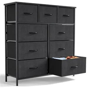Dresser for Bedroom Storage Drawers, Fabric Storage Tower with 4/5/6/7/8/9/10 Drawers Sturdy Metal Frame