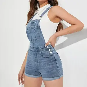 Denim Shorts Ladies' Overalls With Pocket Summer Jumpsuits Slim Fit One-Piece Strap Denim Shorts Sexy Jumpsuit For Womens Fashion Womenswear(Sheet)
