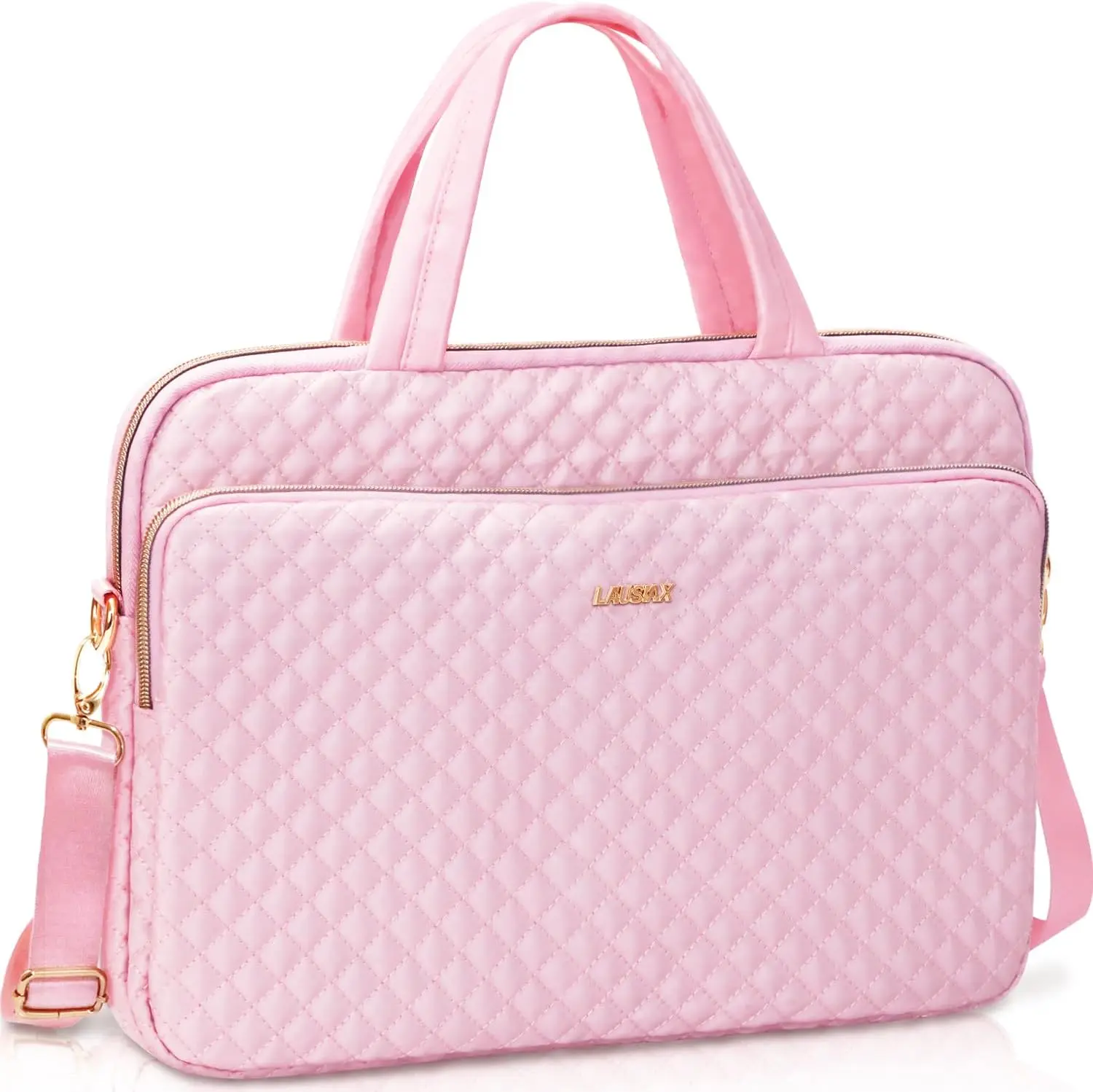 15.6 16 Inch Laptop Bag Case for Women Men Compatible with MacBook Pro M5/HP OmniBook Omen Envy/Dell Pro Inspiron/Lenovo Yoga IdealPad, Messenger Carrying Briefcase Computer Bag Case, PinkGift.