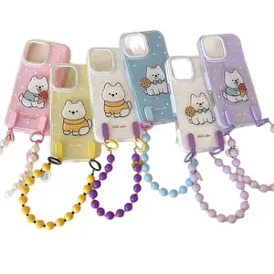 Cute Burger and Westie Phone Case for iPhone 17 Pro Max.Adorable food and dog pattern with a trendy beaded charm lanyard.Full coverage drop protection for your new iPhone.The perfect whimsical accessory for dog moms and food lovers.