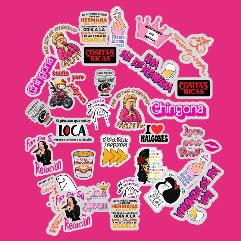 Latina Humor Series 1, Funny Phrases 30 Die-Cut Stickers Comadre Comedy Stickers Collection Waterproof UV Resistant ideal for Laptops Tumblers Mirrors