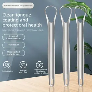 2pcs Medical Grade Stainless Steel Tongue Scraper, Tongue Plaque Brush, Bad Breath Remover, Oral Cleaning Tool