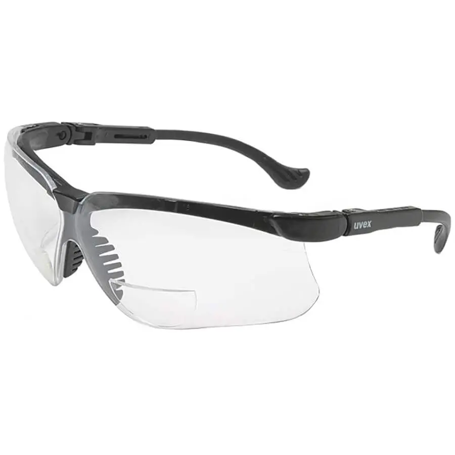 Uvex Genesis Readers Safety Glasses Black Frame with Clear Bifocal Ultra-Dura Lens