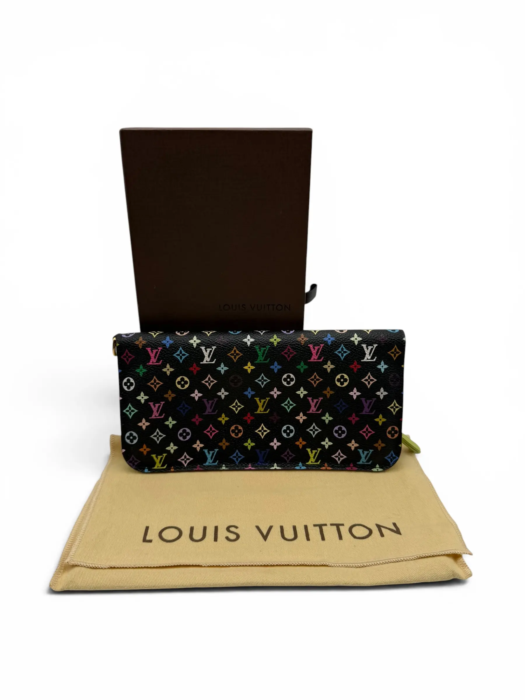 Pre-owned Louis Vuitton COATED CANVAS Small Leather Goods BLACK MULTICOLOR INSOLITE WALLET
