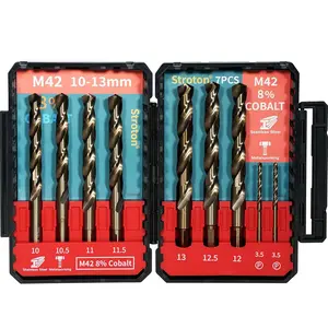 M42 8% Cobalt Drill Bits Set for Stainless Steel and Hardened Steel, 7PCS 10-13mm
