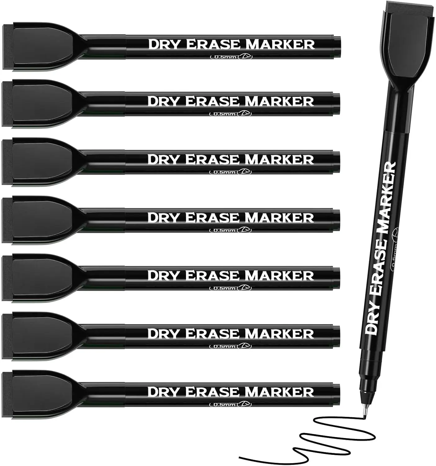 MaxGear 0.5 mm Extra Fine Tip Metal Magnetic Dry Erase Markers - Built-in Eraser, Fast-Drying, Low Odor, Xylene-Free Non-Toxic 0.5 mm Pens for Whiteboards, Classroom & Office, 8-Count Precise Tools for Kids