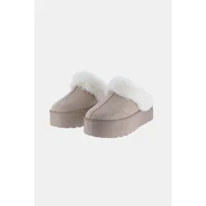 Weeboo Thick Bottom Fur Trim Snow Slippers Weeboo Thick Bottom Fur Trim Snow Slippers