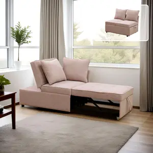 Deep Grey Sackcloth Futon Sofa Bed - 2-in-1 Indoor Convertible Couch with Natural Fabric for Living Room, Bedroom Furniture