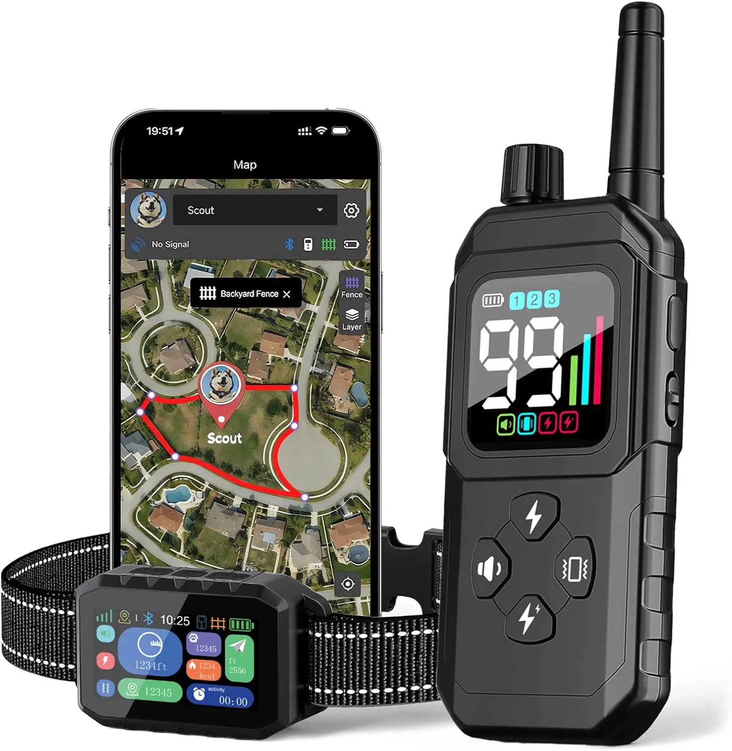 GPS Wireless Dog Collar Fence System,Invisible Electric Fence for Dogs,Adjustable Range 49-7000ft,3 Training Mode,Rechargeable,Waterproof,Pet Containment System for Outdoor Use,No Supbscription