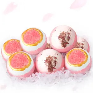 Dried Flower Bath Bombs Salt Balls Gift Set - Rose Extract Essential Oils, Moisturizing for Dry Skin, Nourishing Aroma Gift for Men & Women Comfort Skincare Foam Scented Cosmetic bridesmaid gifts couples gift Organic Cleanser