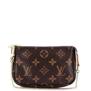 Pre-owned Louis Vuitton Canvas Coated Clutches & Wristlets Pochette Accessoires Monogram Canvas Mini by Rebag