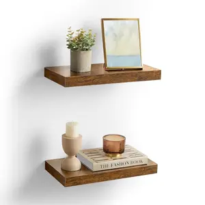 SONGMICS Wall Shelves, Floating Shelves, Wall Mounted, Display Shelves for Picture Frames, Wall Decor, Hanging Shelf for Living Room, Kitchen