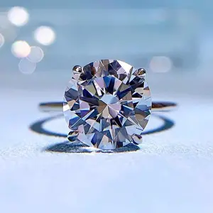 S925 Sterling Silver Oval Cut Round Ring 10mm 6A Cubic Zirconia Ring-261