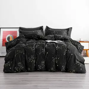 Bedsum 2 Pieces Microfiber Duvet Cover Set, Ultra Soft Constellation Printed Comforter Cover Set with Zipper Closure and Corner Ties