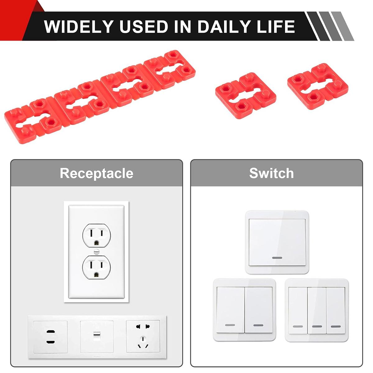 Outlet Spacers for Electrical Boxes - 24/60/120 PCS Stackable 0.8*0.8 Inches Twist-Apart Multiple Strips, Electrical Extenders for Loose Switch & Receptacle Plug Fix