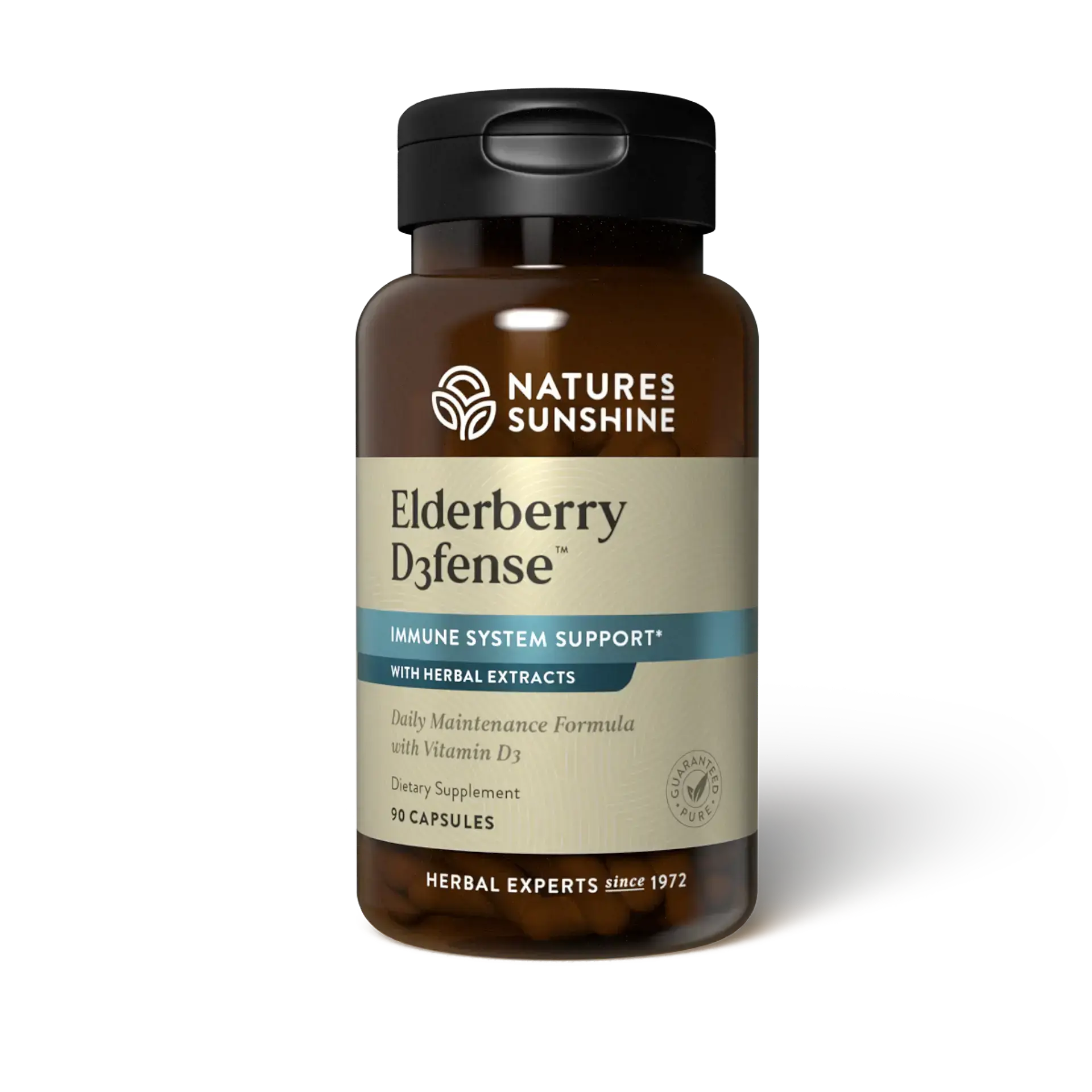 Nature's Sunshine Elderberry D3fense - Herbal Extract Immune Support with Vitamin D3, 90 Capsules, Daily Maintenance Formula