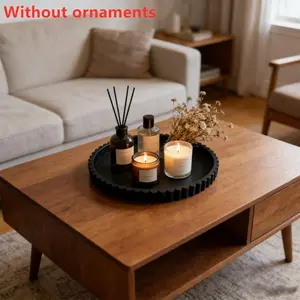 1PC Modern Black Round Silicone Tray, Nordic Minimalist Coffee Table Decor Tray, Perfume and Jewelry Display Plate, Stylish Decorative Home Accent for Living Room, Bedroom, Coffee Bar, Desktop Organization and Centerpiece Decor