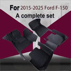 LHD 3PSC full coverage car floor mats, Automotive floor mats, Car Accessory, for 2015-2025 Ford F-150 easy to clean, fully covered design, seamless fit design, premium PU leather
