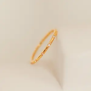Sprinkle Diamond Ring by Caitlyn Minimalist - Delicate Diamond Eternity Ring - 18K Gold Plated & Sterling Silver Crystal Promise Ring - Dainty Everyday Stacking Ring - Perfect Gift for Her