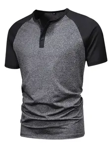 Henley Shirt For Men Short Sleeve Thermal Henley Top Casual Slim Fit Lightweight 5 Button T-Shirt Stretch Fabric Cotton Streetwear Button Front Shirt Round Neck