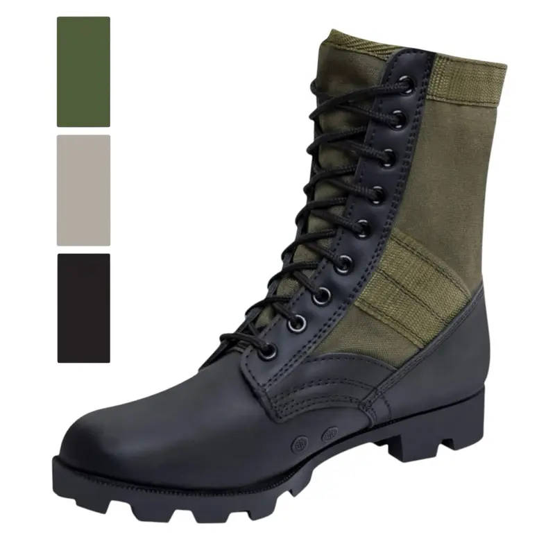 Rothco Men's Jungle Boots 8-in Leather - Rubber Military Style Jungle Boot - Lace-Up Military Walking Shoes, Cowboy-Style Footwear in Olive Drab, Black, Desert Tan