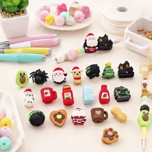 Random 25/50pcs 3D Silicone Cartoon Cute Focal for DIY Craft Bead Assortment Bead Mix for Beadable pen/keychain Jewelry summerwins Diy Beads Mixed Beads