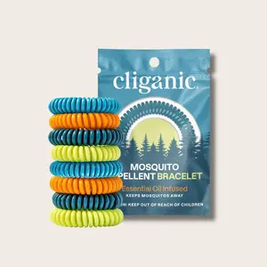 Cliganic Mosquito Repellent Bracelets - Elastic – DEET-Free with Essential Oils, Adjustable & Waterproof Bug Bands for Kids & Adults, Ideal for Travel, Camping & Outdoor Protection