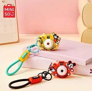MINISO Disney Vibrant Summer Mickey Series Camera Projection Keychain in Yellow & Pink with Fun Projection & Shutter Change for Kids 14+