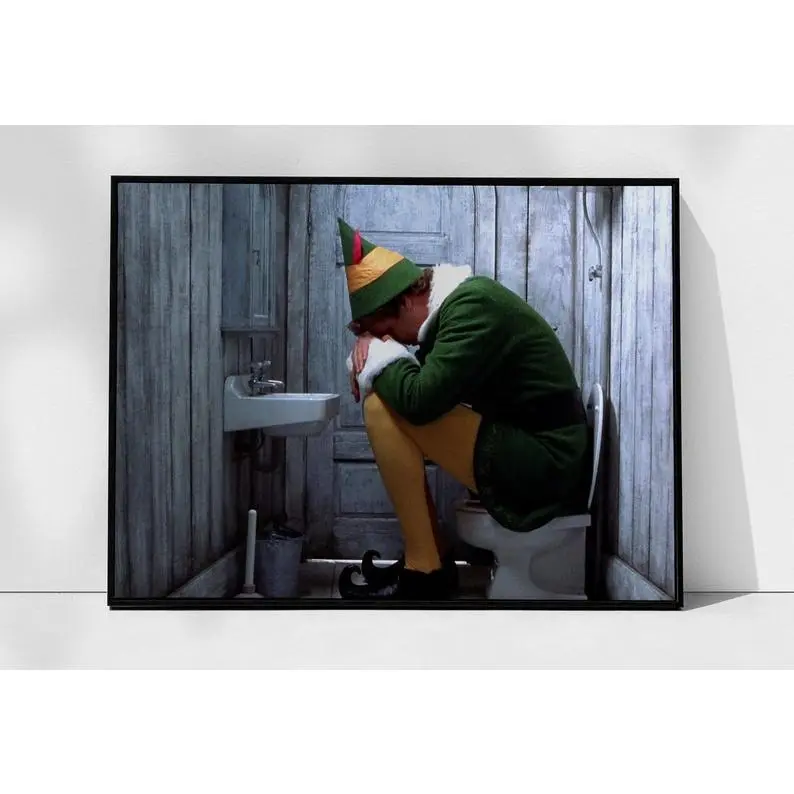 Elf Movie Poster, Funny Bathroom Print, Buddy The Elf, Funny Christmas Art, Restroom Decor, Farmhouse Bathroom, Holiday Home Decor, Wall Art