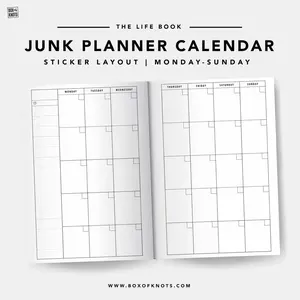 The Junk Planner Calendar | Sticker Layout | DIY Collage Cutout Journal | Full Sheet Sticker Adhesive | Scrapbooking | Journal Stickers | Matte | Decorative Junk Journaling Decor