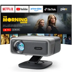 AuKing 800 ANSI Lumen Portable Projector 1080P 4K Support Netflix Certified Outdoor Movie Projector with Auto Focus Keystone 3D Dolby Audio WiFi 6 Bluetooth 5.0 50% Zoom HDMI USB-C