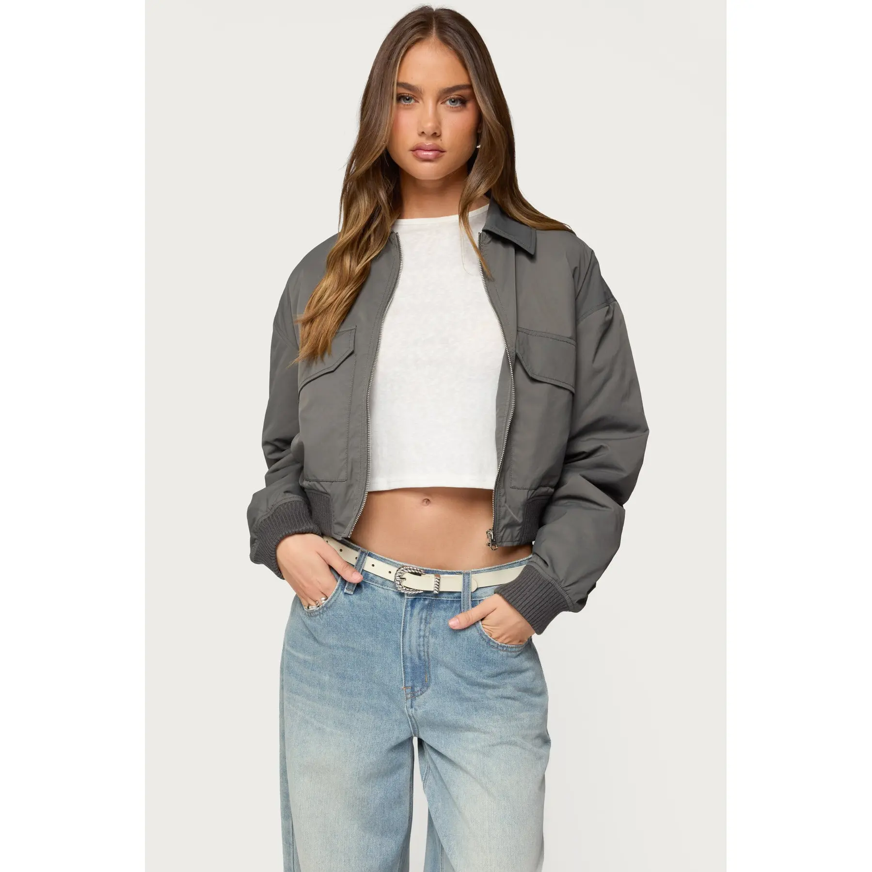 Dolan Ruched Oversized Bomber Jacket