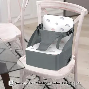 Portable Booster Seat Cushion for Kids, Travel-Friendly High Chair Pad with Backrest & Adjustable Straps, Waterproof Anti-Slip Design, Portable Toddler Chair