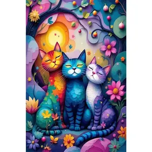 1PCS Colorful Cats Animals Diamond Painting Kit for Adults Kids DIY Crystal Rhinestone Art Craft Home Wall Decor