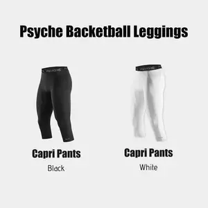 PSYCHE Compression Sports Capri Pants 2 Pack Compression pants Casual Tight Sports pants for Indoor Outdoor Gym Workout Running