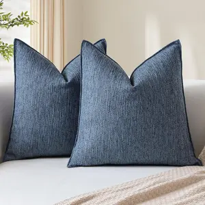 Throw Pillow Covers 24x24 t of 2 Soft Accent Farmhou Couch Pillow Covers Decorative Pillowcas for Couch, Bed, and Home Decor, Blue