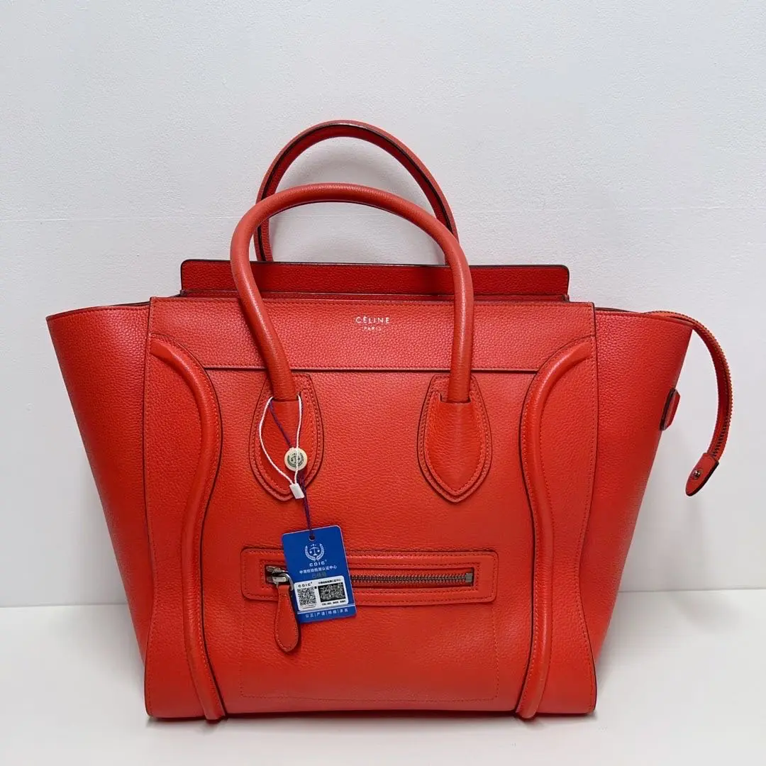Pre-owned Celine Calfskin Handbag Luggage Mini Red CPU0707
