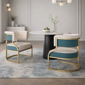 Modern Dining Chairs set of 2 Ergonomic Kitchen chairs with Gold Metal Frame and PU Leather Backrest Armless Accent Chairs for Dining Room Kitchen Home