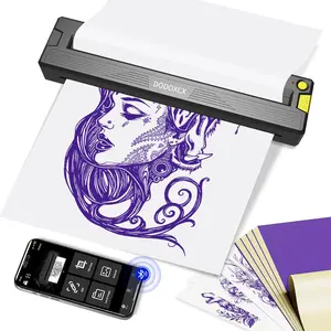 Portable Wireless Bluetooth Thermal Inkless Tattoo Stencil Printer Machine for Tattoo Beginners & Artists, with 3pcs Transfer Paper, Compatible with Phone and PC