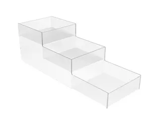 FixtureDisplays Candy Tray, Vanity Organizer, Toiletry Display Stand, 6x6X18" Plaxiglass Clear Acrylic 3-Tier Candy Tray Countertop Display 100811-NF