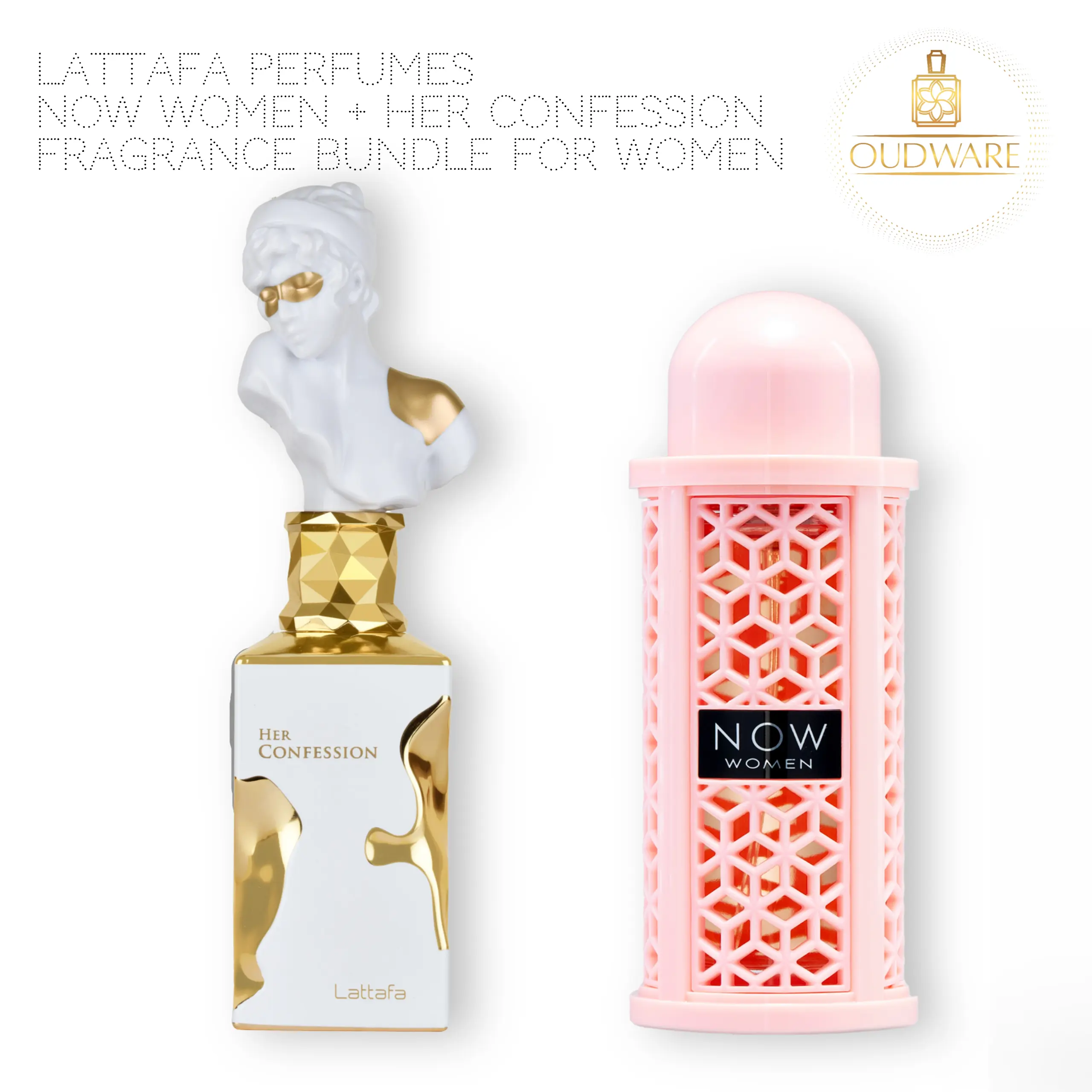 Lattafa Women's Perfumes Value Multi-Pack - Now + Her Confession 2 Bottles, 100ml (3.4oz/3 to 3.9 fl oz) EDP Long-Lasting Fragrance Gift Bundle for Women