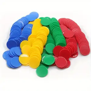 100 Pieces Plastic Poker Chips, Bingo Learning Math Counting Accessories, Circular Color Chip Game Coin