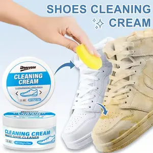 Shoe Surface Cleaning Paste, Stain Removal, No Water Needed, Simply Rub for Shiny New Look, 120g + Sponge, Shoe Care Essential