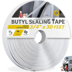 Butyl Sealing Tape, White, 1/8-In x 3/4-In x 30-Foot Plumbers Putty Tape, RV and Boat Sealant