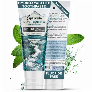 OPTIVIDA Fluoride Free Nano Hydroxyapatite Toothpaste with Colloidal Silver & Xylitol (4oz) to Help Protect Enamel & Cavity. Dentist Formulated Remineralizing Toothpaste for Adults & Kids Sensitivity.