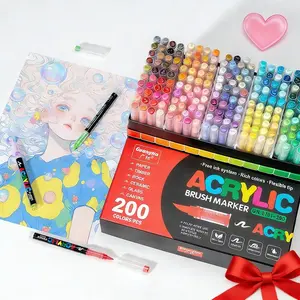 72/168/200/240 Color Liquid Acrylic Markers, Soft Tip Paint Pens for Handmade DIY Painting, Suitable for Canvas, Rocks, Wood, Glass, Ceramic, Fabric